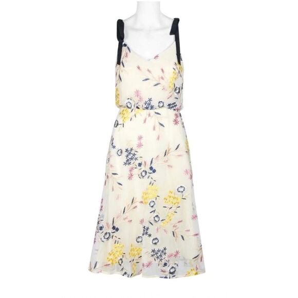 Donna Morgan V-Neck Sleeveless Blouson Back
Embroidered Mesh Dress Sz 4 yellow - Picture 12 of 13